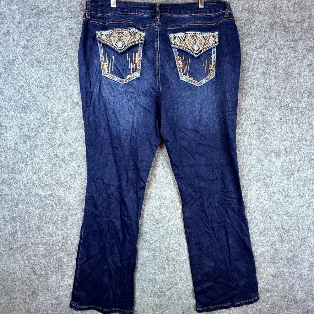 EST. 1946 Denim Jeans Womens 16W Y2K Bootcut Curvy Sequin Cowgirl Western Flap